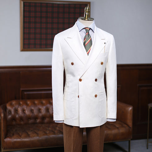 Brown Double-Breasted Linen Suit – Inspired by Classic Men’s Linen Suits Plus Size